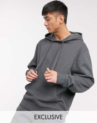 COLLUSION COLLUSION GRAPHIC LOGO HOODIE IN CHARCOAL-GRAY,FLYNN MW GREY