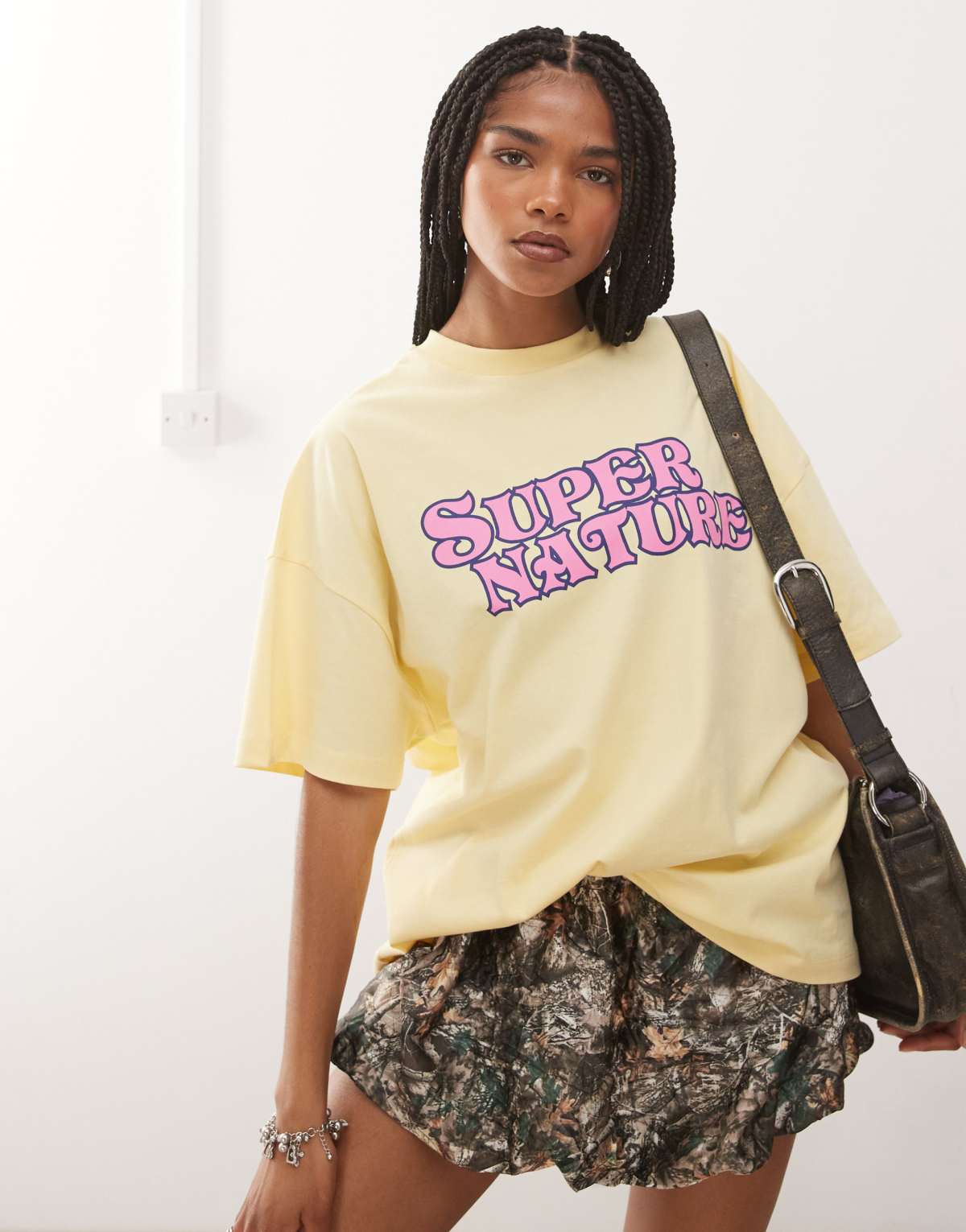 COLLUSION graphic t-shirt in buttermilk yellow
