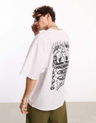 COLLUSION Graphic t-shirt with alien print in skate fit white