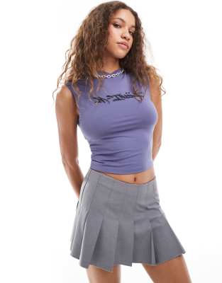 Collusion Graphic V-neck Tank Top In Blue