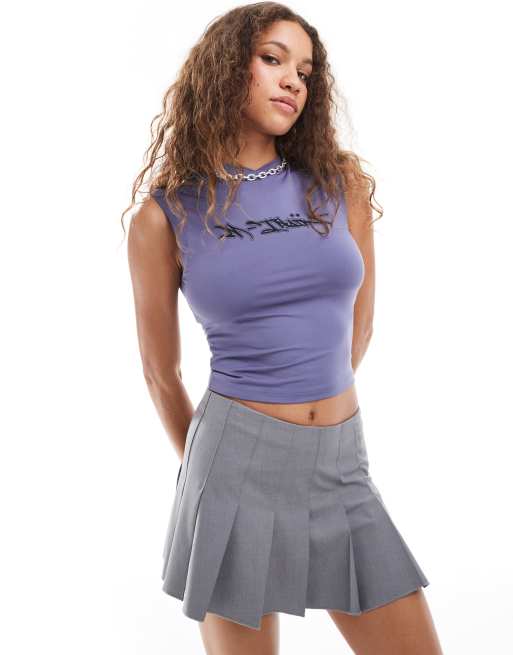 COLLUSION graphic v-neck tank top in blue