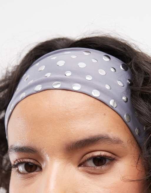 COLLUSION - Gråt pandebånd med nitter, 2 af 3