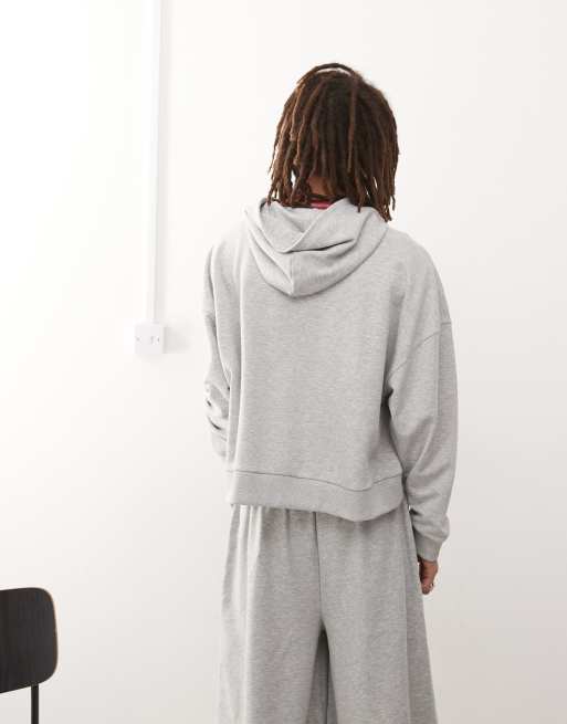 COLLUSION grey marl boxy hoodie with burgundy print (part of a set), 2 of 4