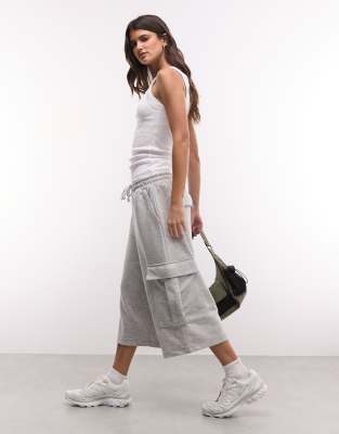 COLLUSION grey marl cargo baggy jort