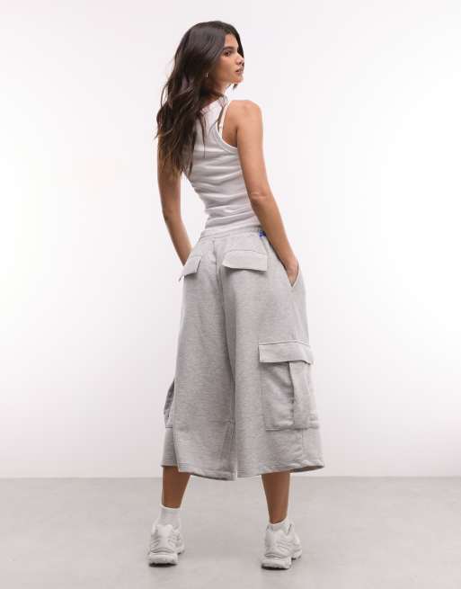 COLLUSION grey marl cargo baggy jorts, 3 of 5