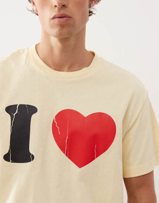 COLLUSION – Gul t-shirt med smal passform och I LOVE-tryck, 4 av 5