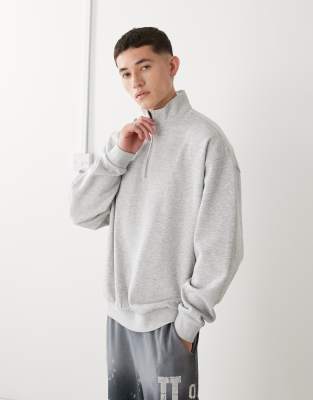 Collusion Half Zip Funnel Neck In Gray