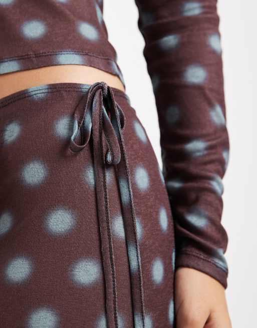 COLLUSION - Halflange rok met vervaagde stippen in bruin en blauw, deel van co-ord set, 3 van 5