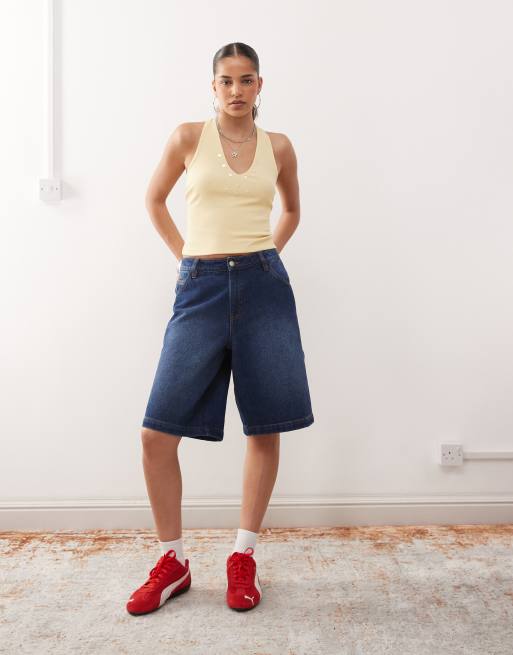 COLLUSION halter neck buttermilk top with pearl style buttons, 3 of 4