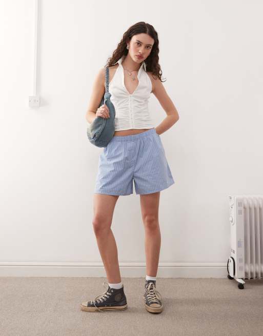 COLLUSION halter neck collared top in white, 3 of 4