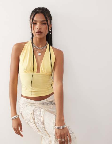 COLLUSION halter top in buttermilk yellow - view 1
