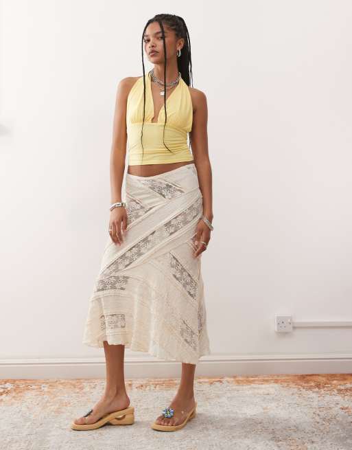 COLLUSION halter top in buttermilk yellow, 3 of 4