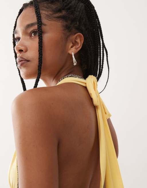 COLLUSION halter top in buttermilk yellow, 4 of 4