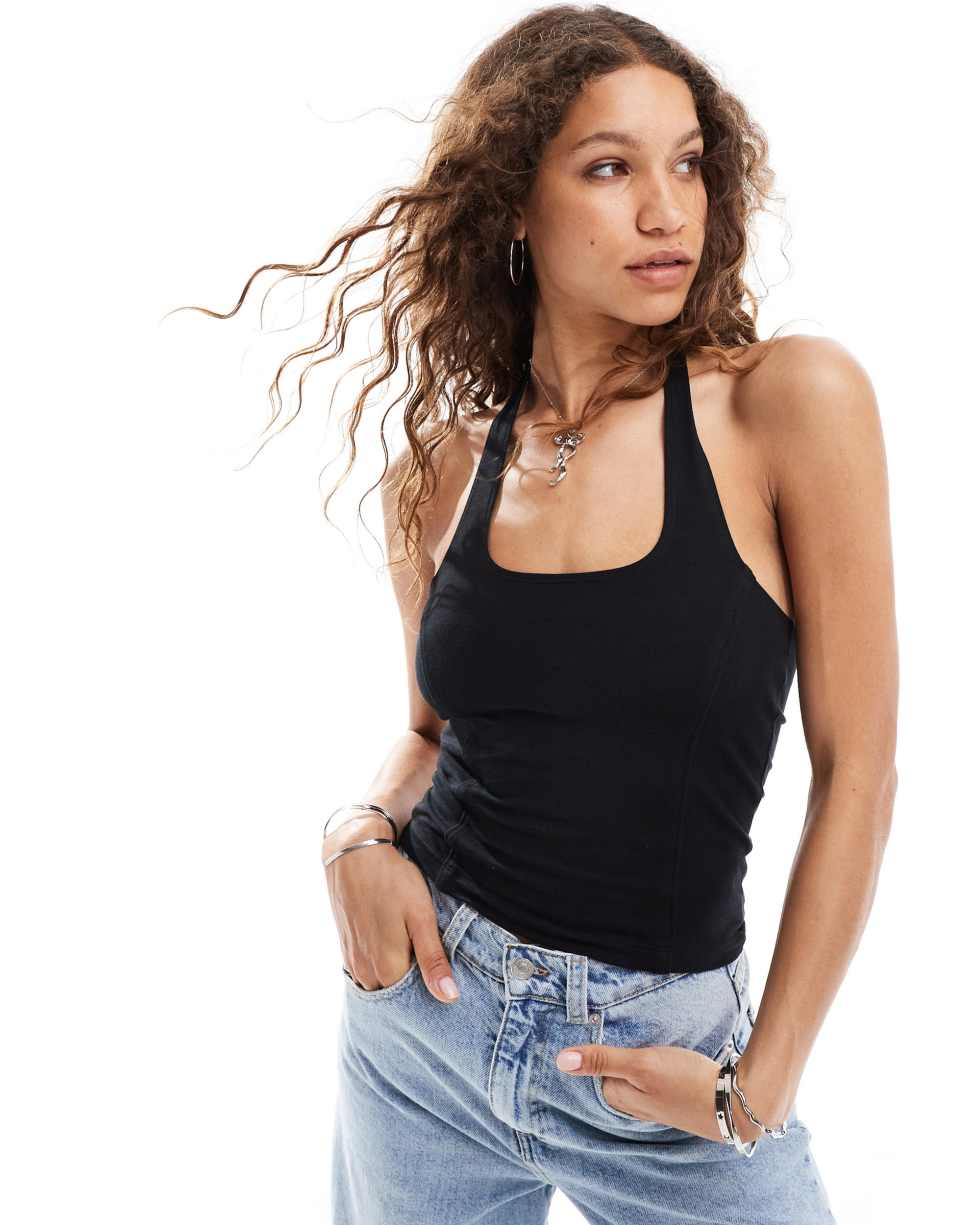 Halter top with piping