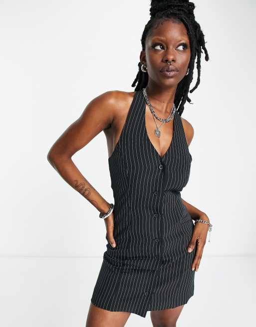 Black sales pinstripe dress