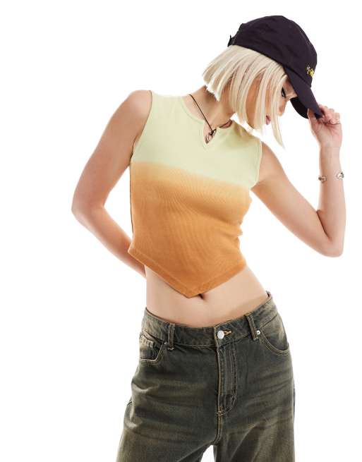 COLLUSION hanky hem ombre summer singlet in multi
