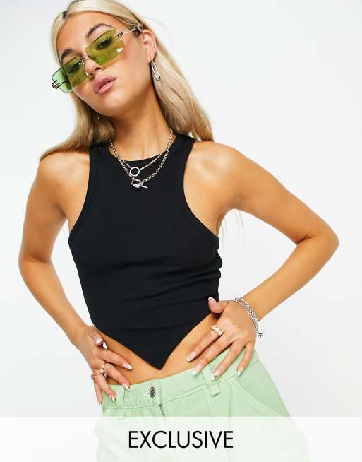 COLLUSION hanky hem singlet in black