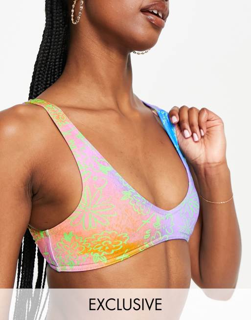 COLLUSION - Haut de bikini - Fluo fleuri - MULTI