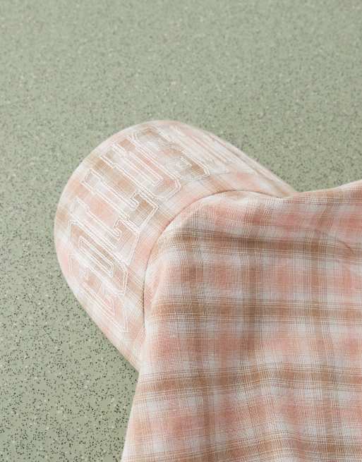 COLLUSION headscarf with cap detail in pink check