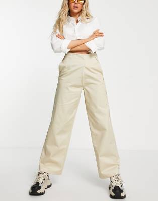 Collusion Heavy Canvas Wide Leg Pants With Cross Over Front In Camel-orange