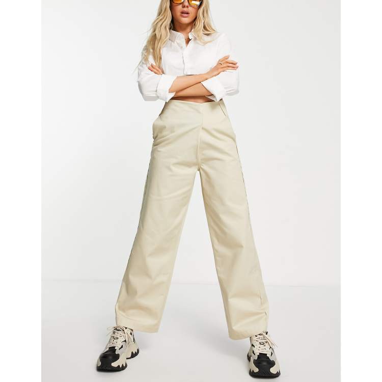 Pale Camel Cotton Canvas Wide Leg Pant - WOMEN Pants