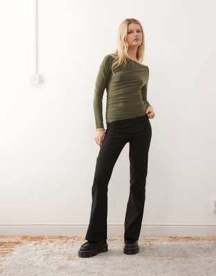 Collusion Heavy Weight Soft Touch Off Shoulder Top In Green