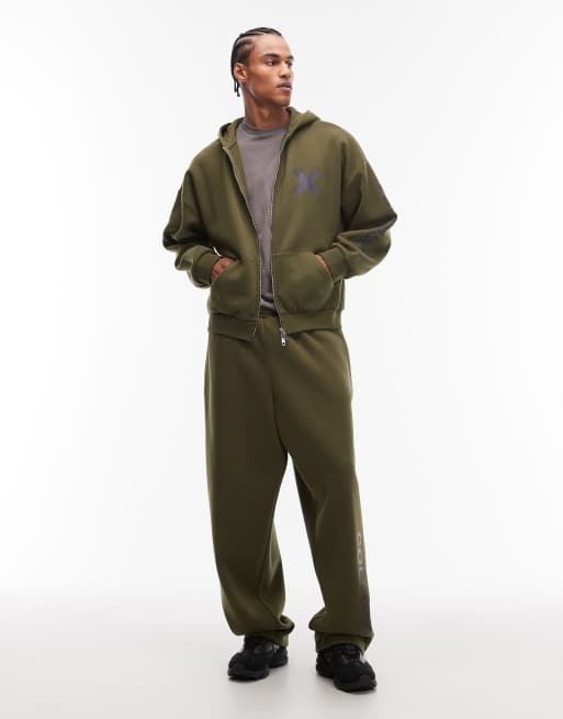 COLLUSION heavyweight boxy hoodie in khaki green, 2 of 5
