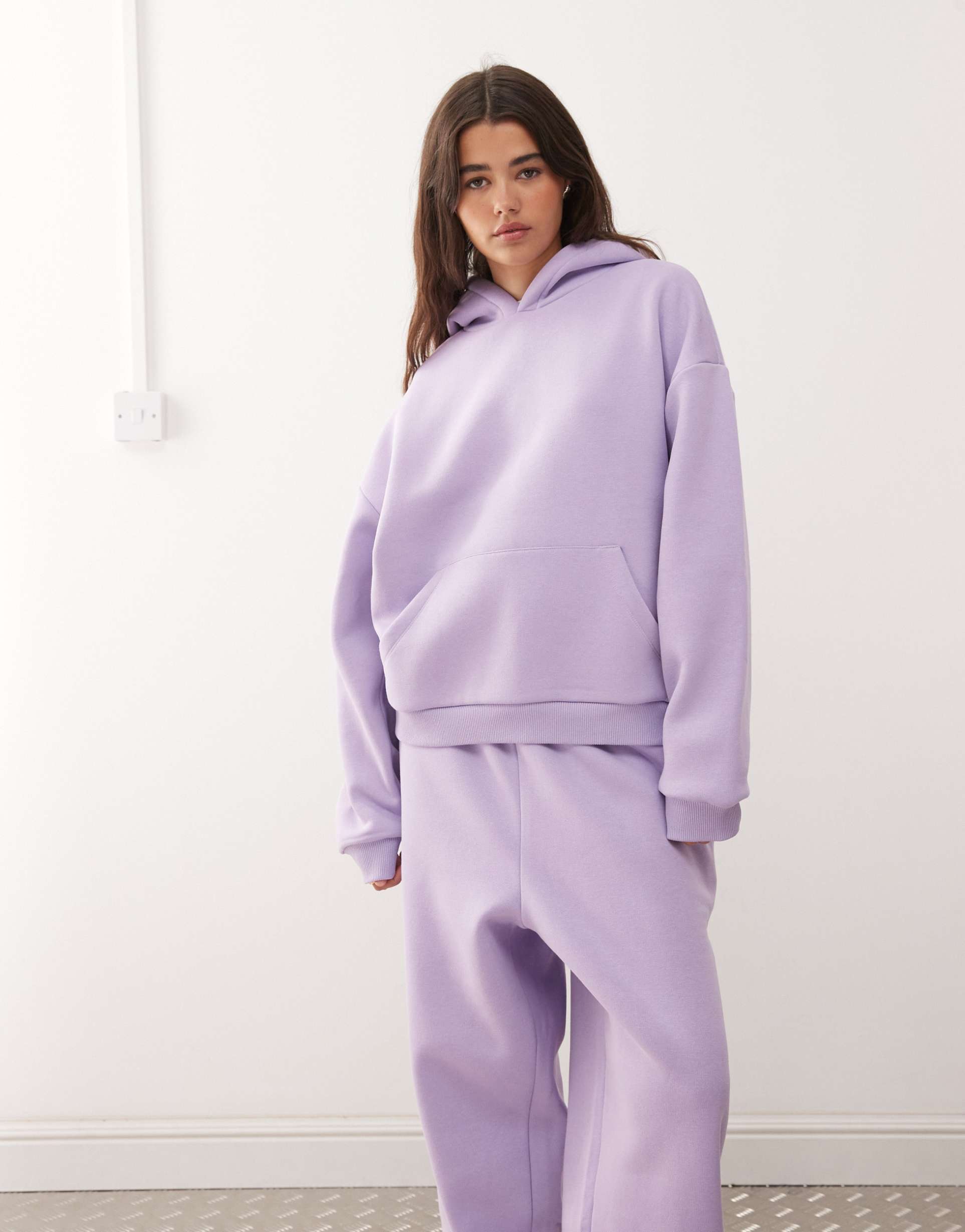 collusion heavyweight boxy hoodie in purple