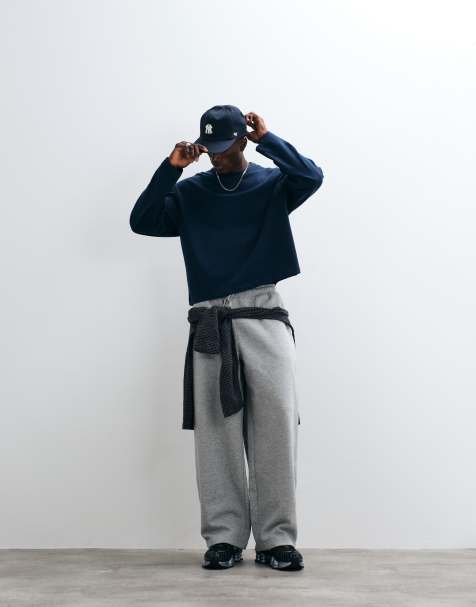 COLLUSION heavyweight boxy long sleeve t-shirt in navy - view 1