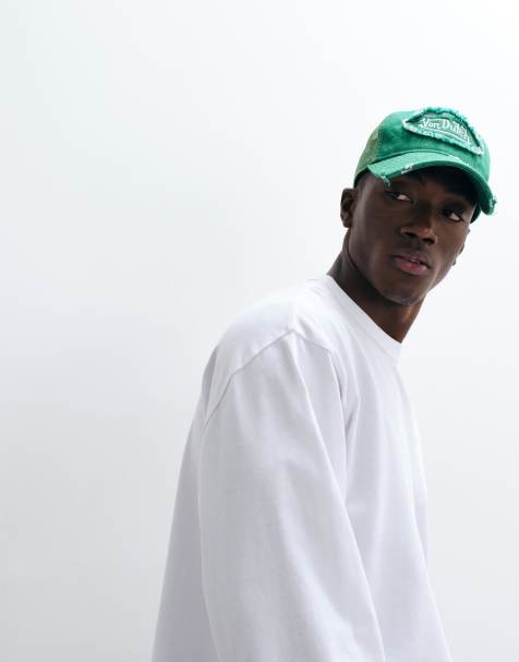 COLLUSION heavyweight boxy long sleeve t-shirt in white - view 1
