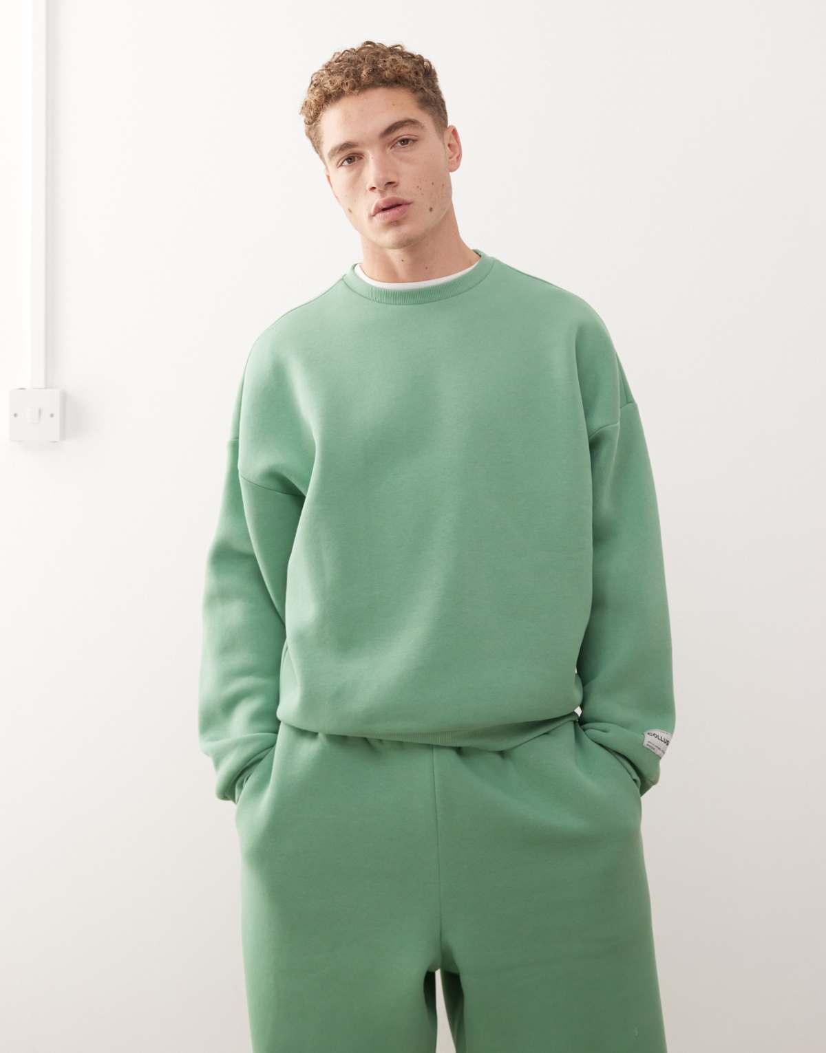 COLLUSION Heavyweight boxy sweat in green