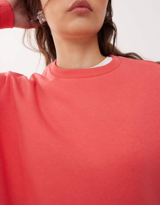 COLLUSION heavyweight boxy sweatshirt in red, 2 of 4