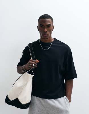 Collusion Heavyweight Boxy T-shirt In Black