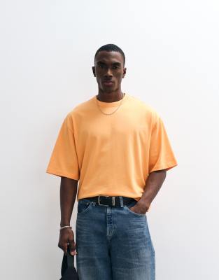 Collusion Heavyweight Boxy T-shirt In Orange