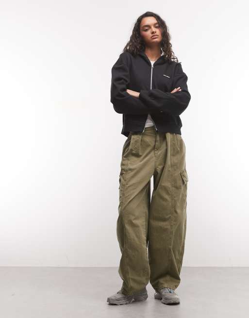 COLLUSION heavyweight boxy zip through hoodie in black co-ord, 2 of 4