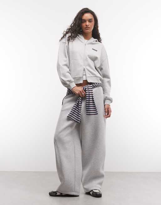 COLLUSION heavyweight boxy zip through hoodie in gray heather set, 2 of 4