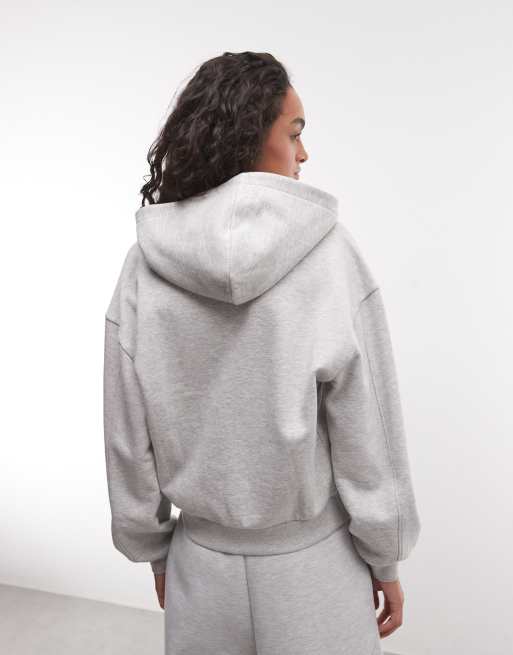 COLLUSION heavyweight boxy zip through hoodie in grey marl co-ord, 4 of 4