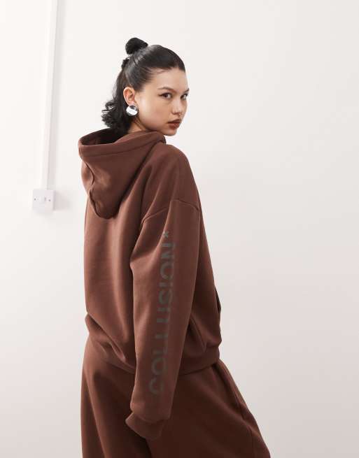 COLLUSION heavyweight logo hoodie