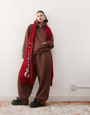 Collusion Heavyweight Logo Relaxed Sweatpants-brown