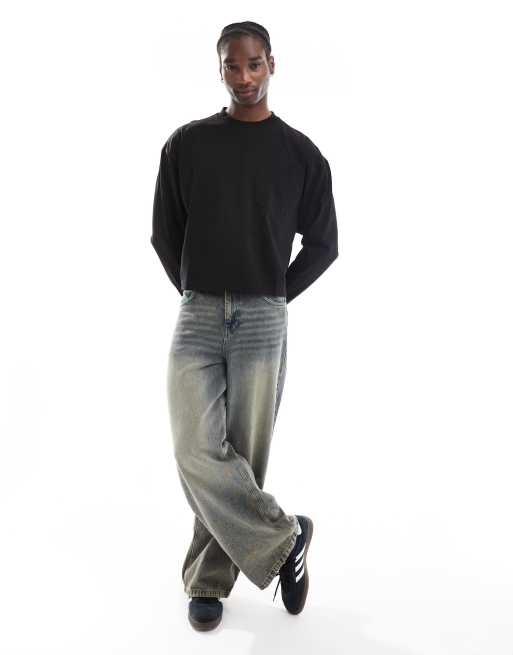COLLUSION heavyweight long sleeve skater t-shirt in black, 4 of 4