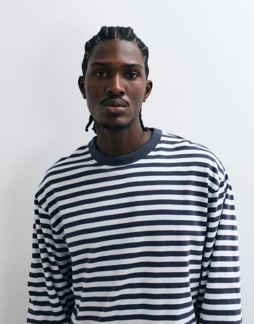 COLLUSION heavyweight long sleeve striped boxy t-shirt , 2 of 5