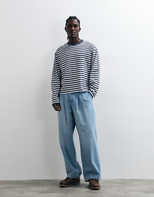 COLLUSION heavyweight long sleeve striped boxy t-shirt , 3 of 5
