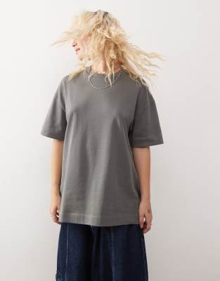 Collusion Heavyweight Skate T-shirt In Charcoal-gray