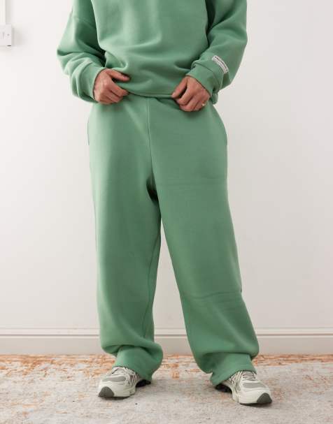 COLLUSION Heavyweight wide leg joggers in green - view 1
