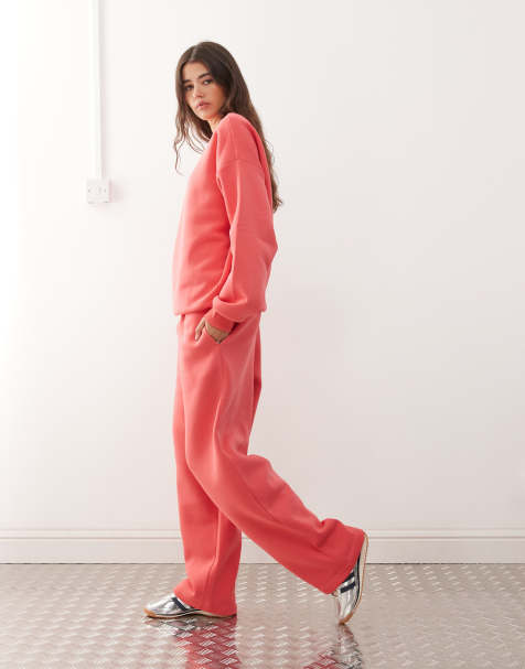 COLLUSION Heavyweight wide leg joggers in red - view 1