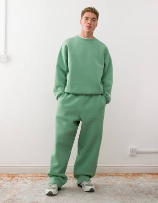 Collusion Heavyweight Wide Leg Sweatpants In Green