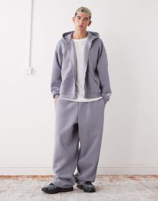 Collusion Heavyweight Wide Leg Sweatpants In Gray