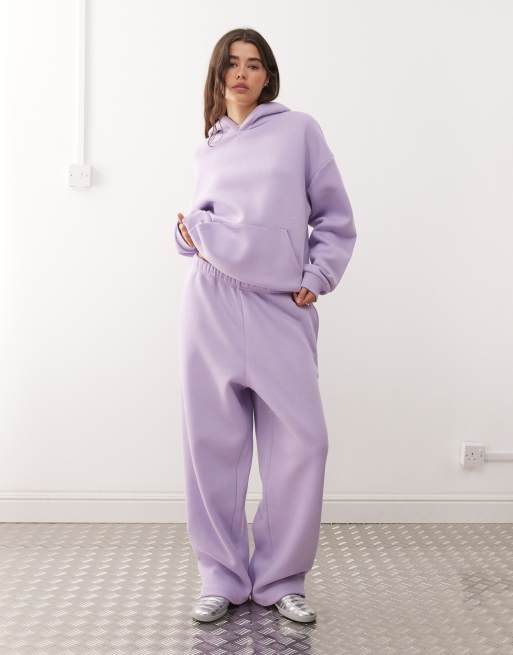 COLLUSION heavyweight wide leg trackies in purple, 3 of 5