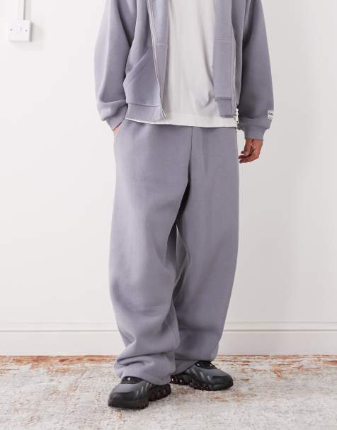 COLLUSION heavyweight wide leg trackies in slate blue - view 1