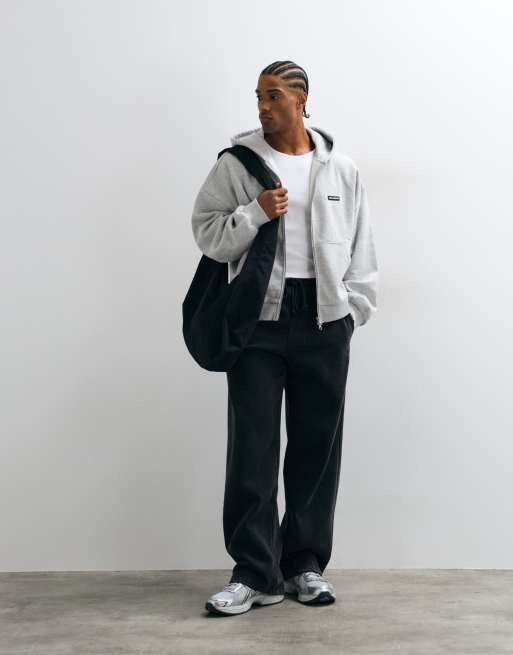 COLLUSION heavyweight zip through oversized hoodie in grey, 2 of 5